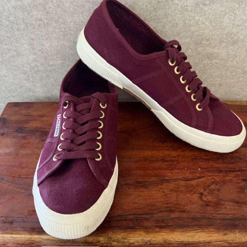 Superga 2750 Cotu Classic W10 41.5 Sneakers Dark Bordeaux Gold